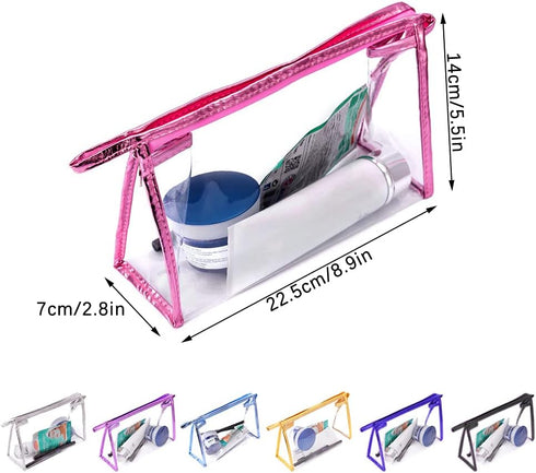 SITAKE 12 Pcs Portable Transparent Cosmetic Bags, Clear Waterproof Makeup Bags with Handle, PVC Travel Toiletry Bags Pouches, Clear Pencil Cases, ...