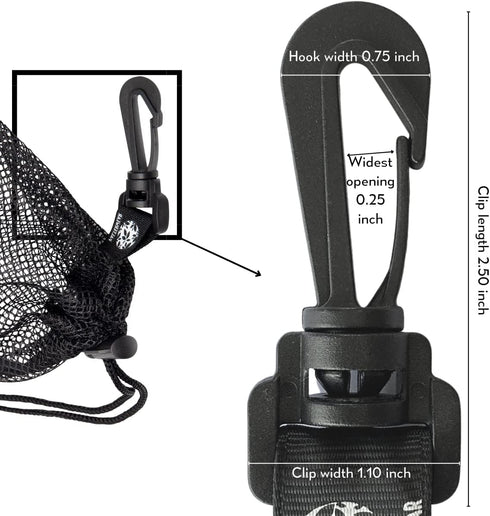 PALTERWEAR Mesh Drawstring Bag With Clip and Toggle Closure - For Water Sports, Hiking, Clamming - Multi-Use Set of 4 (Black, 10 x 15 inch)...