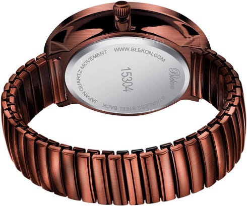 Blekon Collections New Super Large Face Stretch Band Japanese Movement PC21J Fashion Watch (Copper)...