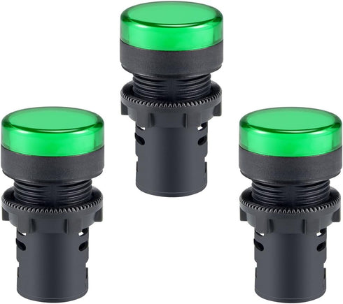 uxcell 3Pcs Green Indicator Light AC/DC 110V, 22mm Panel Mount, for Electrical Control Panel, HVAC, DIY Projects...