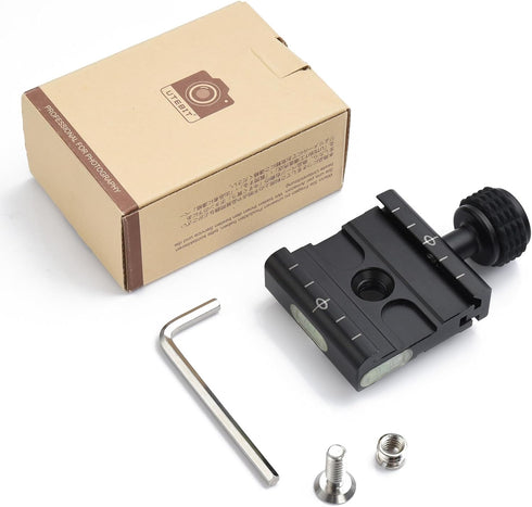 UTEBIT 50mm Quick Release Plate Clamp, Srca Swiss Clamp QR Clamp 3/8" with 1/4" Adapter &Bubble Level, Compatible for Tripod Ball Head...
