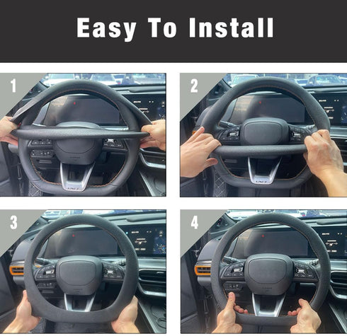 Leather Texture Soft Silicone Car Steering Wheel Cover Universal Anti-Slip Design 14-16 inch Protective Case Rose...