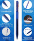 Radius O-Second Retractable Blue Gel Pens - 12 Pack, 0.7mm Medium Fine Point W/German Liquid Gel Ink & Stainless Steel Tip for Smooth Writing, Jou...