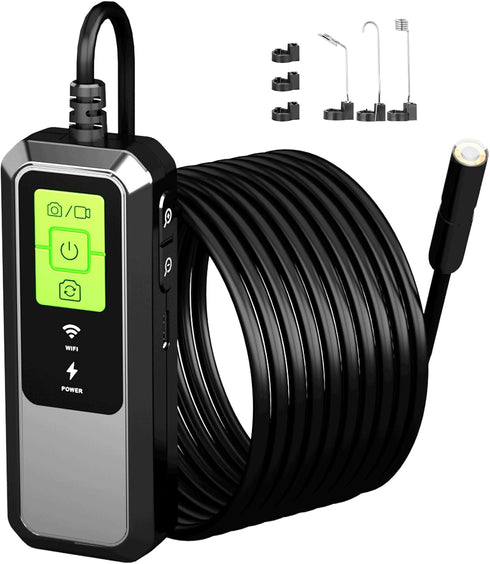Endoscope Camera with Light, HD Wireless Endoscope, IP67 Waterproof Borescope Inspection Camera, 8mm 16.4ft Semi-Rigid Snake Camera Cable, Industr...