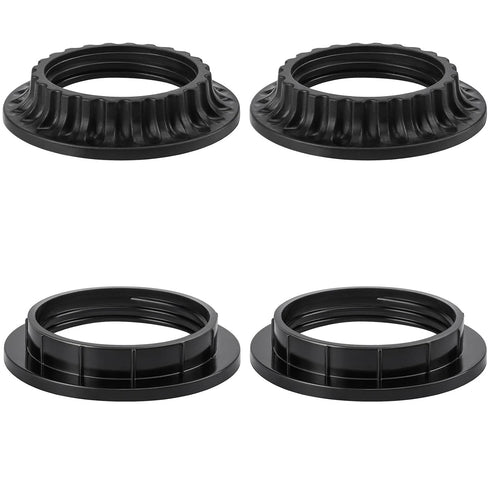 DiCUNO Lamp Shade Rings, E26 Light Socket Collar Ring, Black Threaded Reducer 1-3/8 Inches (34mm) and 1-1/2 Inch (39mm), Hanging Lamp Holder Parts...
