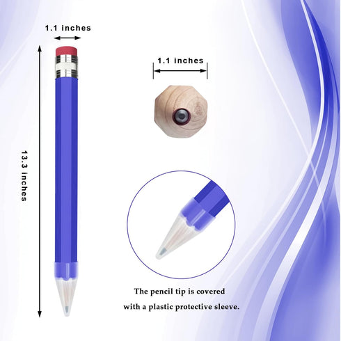 Wooden Jumbo Pencils 13.3'' Funny Giant Pencil For Party Favors Novelty Large Pencil For School Home Office Prop Supplies 2pcs Blue Yellow...