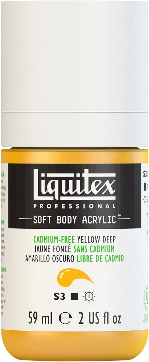 Liquitex Professional Soft Body Acrylic Paint, 59ml (2-oz) Bottle, Cadmium-Free Yellow Deep...