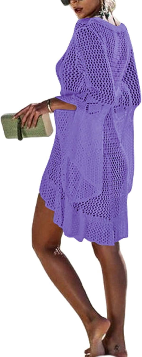 Wander Agio Beach Tops Sexy Perspective Cover Dresses Bikini Cover-ups Net Coverups...