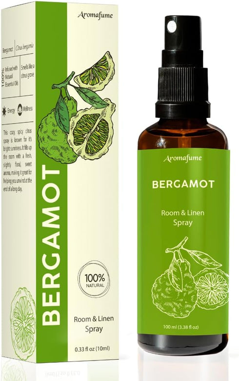 Bergamot Room, Linen & Pillow Spray by Aromafume | 100ml/3.38 fl oz | with Pure Bergamot Essential Oil | Aromatherapy Spray for Relaxation, Sleep ...