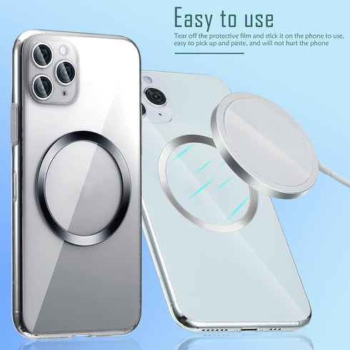 8 Pieces Magnetic Car Charger Metal Rings with Sticker Wireless Universal Metal Rings Compatible with MagSafe Wireless Charger, Black and Silver.....