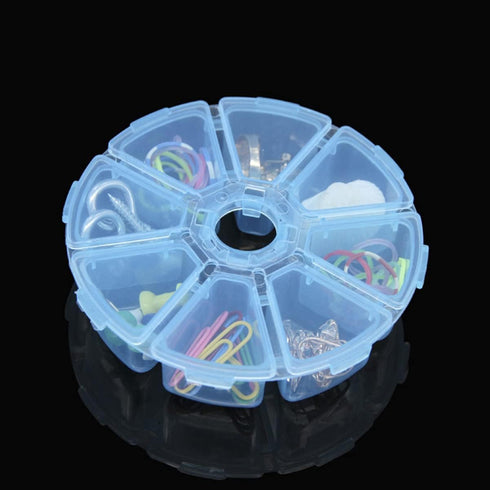 4 PCS 8 lattices Transparent Round Plastic Boxes Empty Storage Organizer Containers with Hinged Lids for Small Items and Other Craft Projects(4 x ...