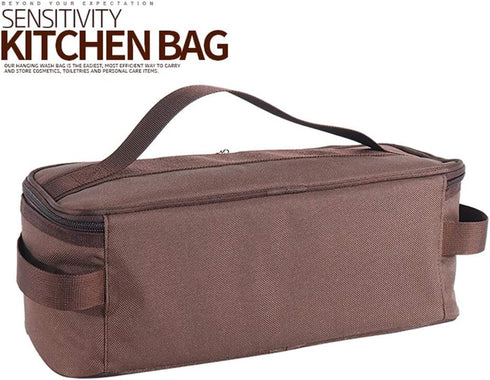 Camping Travel Cooking Utensils Organizer Travel Bag with Net Pockets, Portable Pouch for BBQ Camp Cookware Kitchen Kit,13x5.1x4.9inch (Oxford Clo...