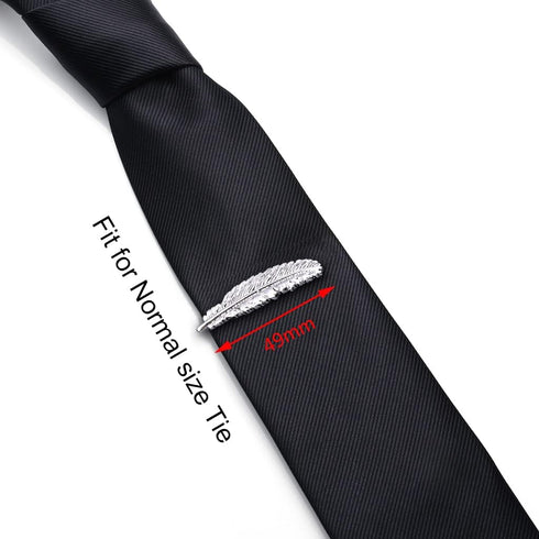 HONEY BEAR Mens Feather Tie Clip Bar Normal Size Steel for Wedding Gift 5.4cm...