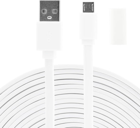 LEFXMOPHY 20ft USB Cord for WYZE Cam v3 Pro 2K / Cam OG/OG Telephoto White Extension Charging Cable with Waterproof Silicone Wire Connector...
