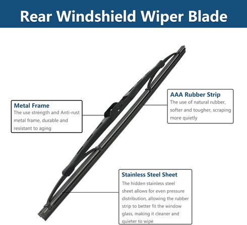 Rear Windshield Wipers Blade Arm Set for AUDI A3 2003-2013 / Audi A3 QUATTRO 2006-2013 / Audi A4 2001-2009 / Audi A4 QUATTRO 2002-2008 / Audi S4 2...