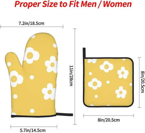 Kitchen Mittens Oven Pot Holders Non Oven Mitts and Potholders Contracted Floral Baking Mitts 4 Pcs (05)...
