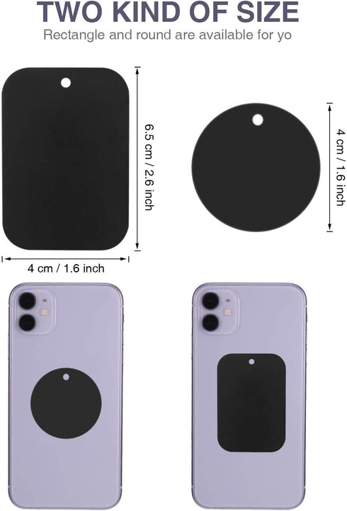 Weewooday 24 Pieces Metal Plates for Phone Magnet Car Magnetic Holder Cradle with Adhesive Mount for Magnetic Mounts Tablet, 12 Rectangle and 12 R...
