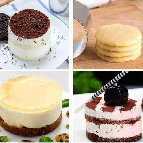 5Pcs Round Cake Rings Mold, 2-Inch Mini Cake & Pastry Ring, Stainless Steel Mousse Dessert Rings Set Cake Cookie Biscuit Cutter Muffin Baking Mold...