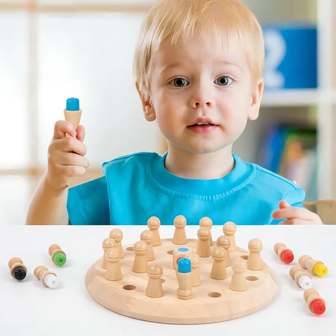 Wooden Memory Chess Matching Game: Family Board Games for Kids and Adults, Montessori Preschool Learning Educational Toy for Toddler 3 4 5 6 7 8+ ...