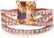 Greendou Fashion Jewelry 14k Rose Gold Plated Sterling Silver Square Champagne Zirconia Ring Size 5-10 (8)...