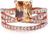 Greendou Fashion Jewelry 14k Rose Gold Plated Sterling Silver Square Champagne Zirconia Ring Size 5-10 (8)...