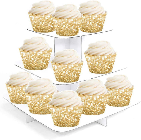 Andaz Press Glitzy Faux Gold Glitter Cupcake Wrapper Decorations, 24-Pack, Not Real Glitter Gold Cupcake Holder Gold Cupcake Wrappers Cupcake Slee...