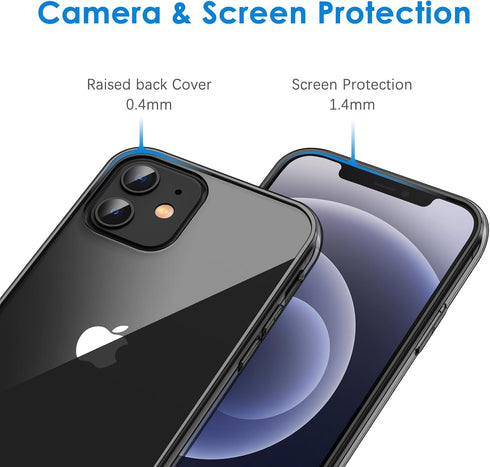 JETech Case for iPhone 12/12 Pro 6.1-Inch, Non-Yellowing Shockproof Phone Bumper Cover, Anti-Scratch Clear Back (Black)...