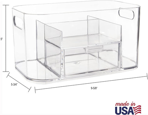 STORi Bliss Clear Makeup Organizer for Countertop, Divided Bathroom Organizer & Storage Drawer, Makeup Brush Holder, Cosmetic & Nail Polish Organi...