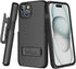 BELTRON Case Holster Combo for iPhone 15, Slim Protective Full Body Grip Case & Swivel Belt Clip 3 in 1 Combo with Kickstand/Card Holder Compatibl...