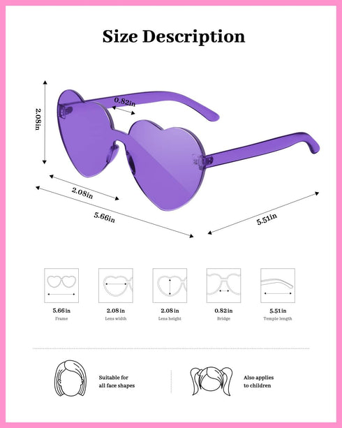 Gaiatop Heart Sunglasses for Women Candy Color Transparent Rimless Heart Glasses for Girls Cute Heart Shaped Sunglasses...