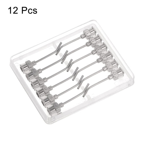 12pcs Dispensing Needles, 17 Gauge 1" Stainless Steel Blunt Tip 45 Degrees Bent Dispensing Needles with Luer Lock Connector for Ink Cartridges,Glu...