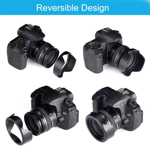 Veatree 67mm Lens Hood Set, Collapsible Rubber Lens Hood with Filter Thread + Reversible Tulip Flower Lens Hood + Center Pinch Lens Cap + Microfib...