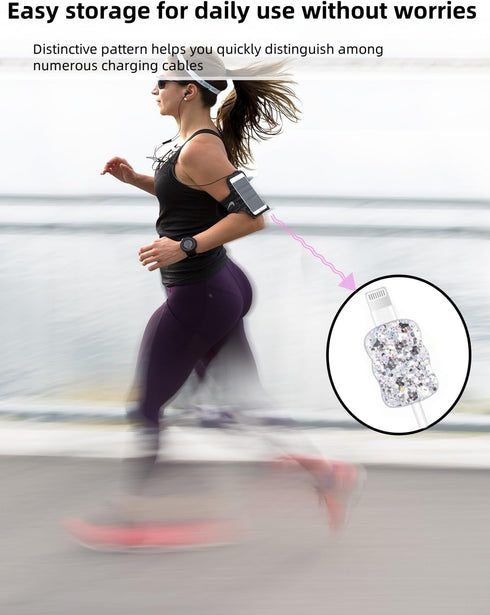 Cable Protector for iPhone Charger,Bling Glitter Waves Edge Design for Women Girl,Luxury Shiny Soft Data Line Cable USB Wire Saver Phone Charger C...