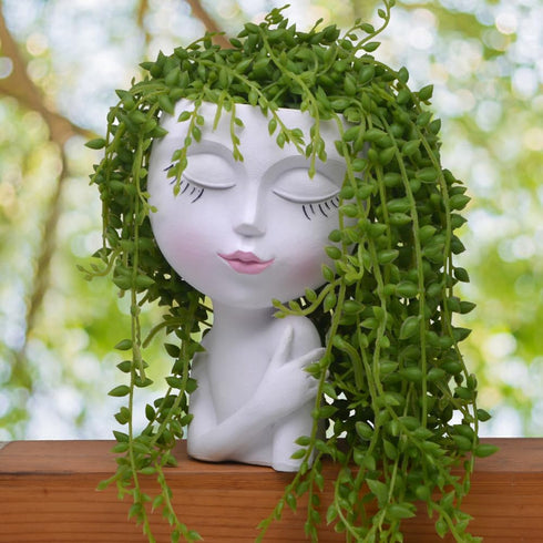 Face Planter, Head Planters for Indoor Plants, Cute Succulent Pot, Heads Plant Pots, Small Plant Pot, Girl Flower Pots with Drainage Hole, Unique ...