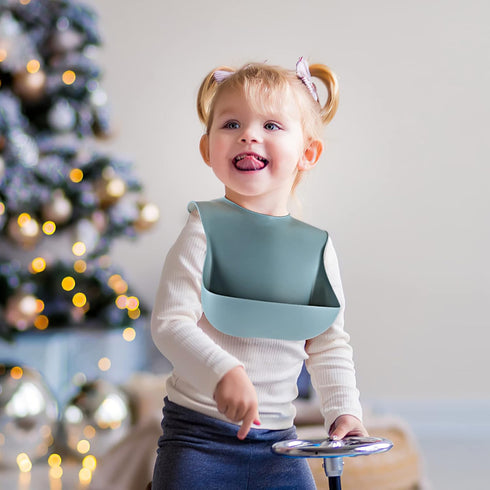 Silicone Baby Bibs for Babies & Toddlers Set of 3, BPA Free Unisex Soft Adjustable Fit Waterproof Feeding Bibs...