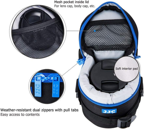 JJC Camera Lens Pouch Case for Canon EF-S 18-55mm EF 50mm Nikon AF-S 18-55mm Nikkor AF 50mm Fujifilm XF 16mm 23mm XC 15-45mm etc, Zipper Polyester...