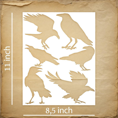 Crow Stencil | Reusable Birds Horror Bird Street Art Graffiti Halloween Gothic Stencils for Painting on Wood, Glass, Wall, Rock, Fabric, Walls, Ca...