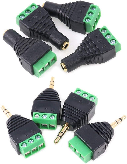 Glarks 8Pcs 3.5mm(1/8inch) Stereo Audio Balanced Male & Female Jack to AV 3-Screw Video Balun Terminal Adapter Connector...