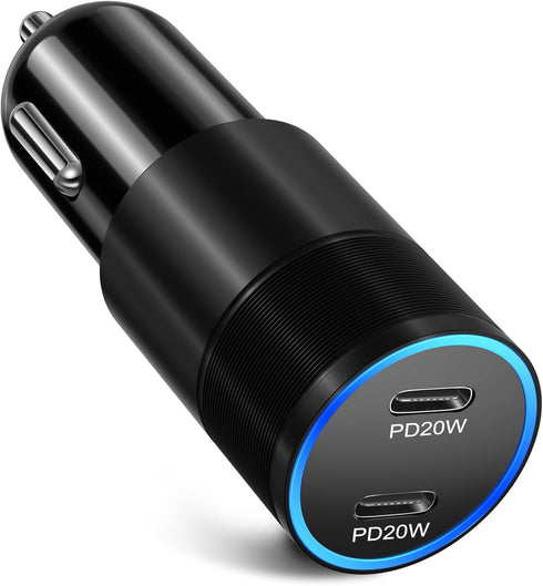 USB C Car Charger 40W, Bangfun Dual Port 12V Car Charger USB-C Cigarette Lighter Adapter Plug PD 3.0 Fast Charging Type C Car Phone Charger for iP...