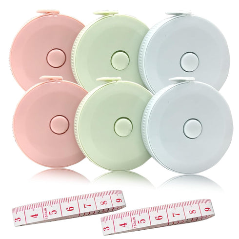 Mini Retractable Tape Measure(6 Packs) + Soft Fabric Sewing Ruler(2 Pieces), Flexible, Pocket Size, Dual Sided, 150CM Tailor Measuring Tapes for B...