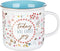 Today I Will Choose Joy Positive Message Encouraging Cute Mug for Women Floral Design Blue/White Ceramic Cup for Coffee/Tea, Metallic Gold Accent,...