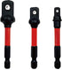 Big Red power drill socket adapter set,3pcs 1/4", 3/8", 1/2",hex shank drill bit extenxion from heat treated Chrome Vanadium steel with black phos...