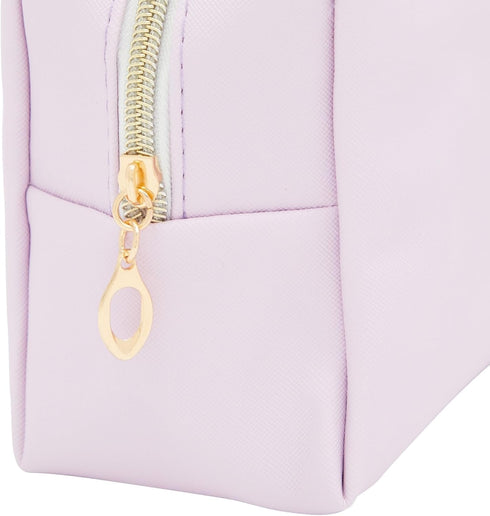 3 Pack Faux Leather Makeup Bag with Zipper, Travel Cosmetic Pouches (3 Pastel Colors)...