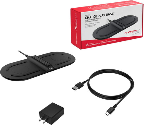 HyperX Chargeplay Base - Qi Wireless Charger, Qi Certified, Dual Wireless Charging Pads Charge Up to Two Devices, Battery Indicators, AC Wall Adap...