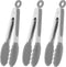 Small Serving Tongs with Silicone Tips 7 Inch Mini Stainless Steel Food Tongs, Set of 3 (Gray)...
