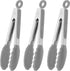 Small Serving Tongs with Silicone Tips 7 Inch Mini Stainless Steel Food Tongs, Set of 3 (Gray)...