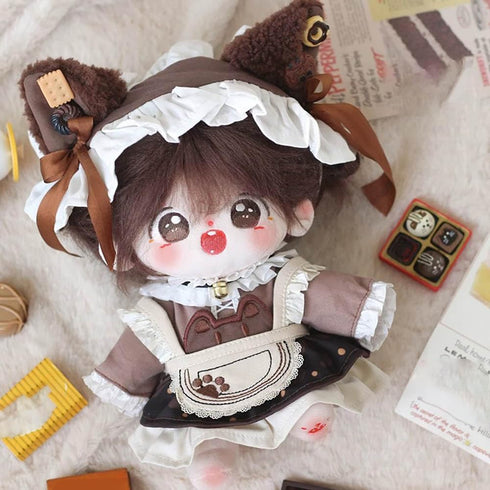 niannyyhouse 20cm Plush Doll Clothes Headdress Shirt Dress Apron Shoes Cat Paw Maid Sets 8in Doll Accessories Dress Up (Black)...