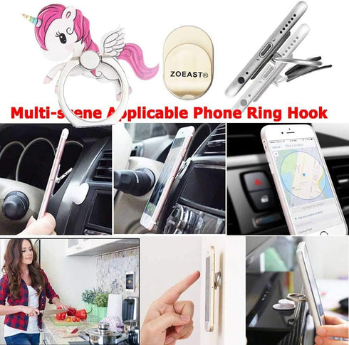 ZOSTLAND 3PCS Rainbow Horse Pegasus Phone Ring Universal 360°Adjustable Phone Case Finger Grip Stand Holder Desk Stent Mount Car Hook Compatible w...