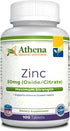 Athena - Zinc Supplement Tablets 50mg - Oxide/Citrate - 100 Coated Tablets...