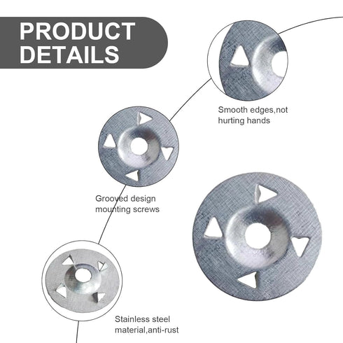 300 Pcs Foam Board Fasteners Washers for Installation of Foam Board Panels 1-1/8 Inch Metal Washers for Insulation Board Foam Board Insulation Har...